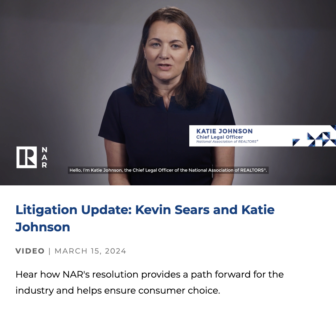 WATCH: Litigation Update from NAR President Kevin Sears and CLO Katie Johnson